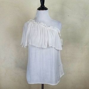 Hinge Off the Shoulder White Top